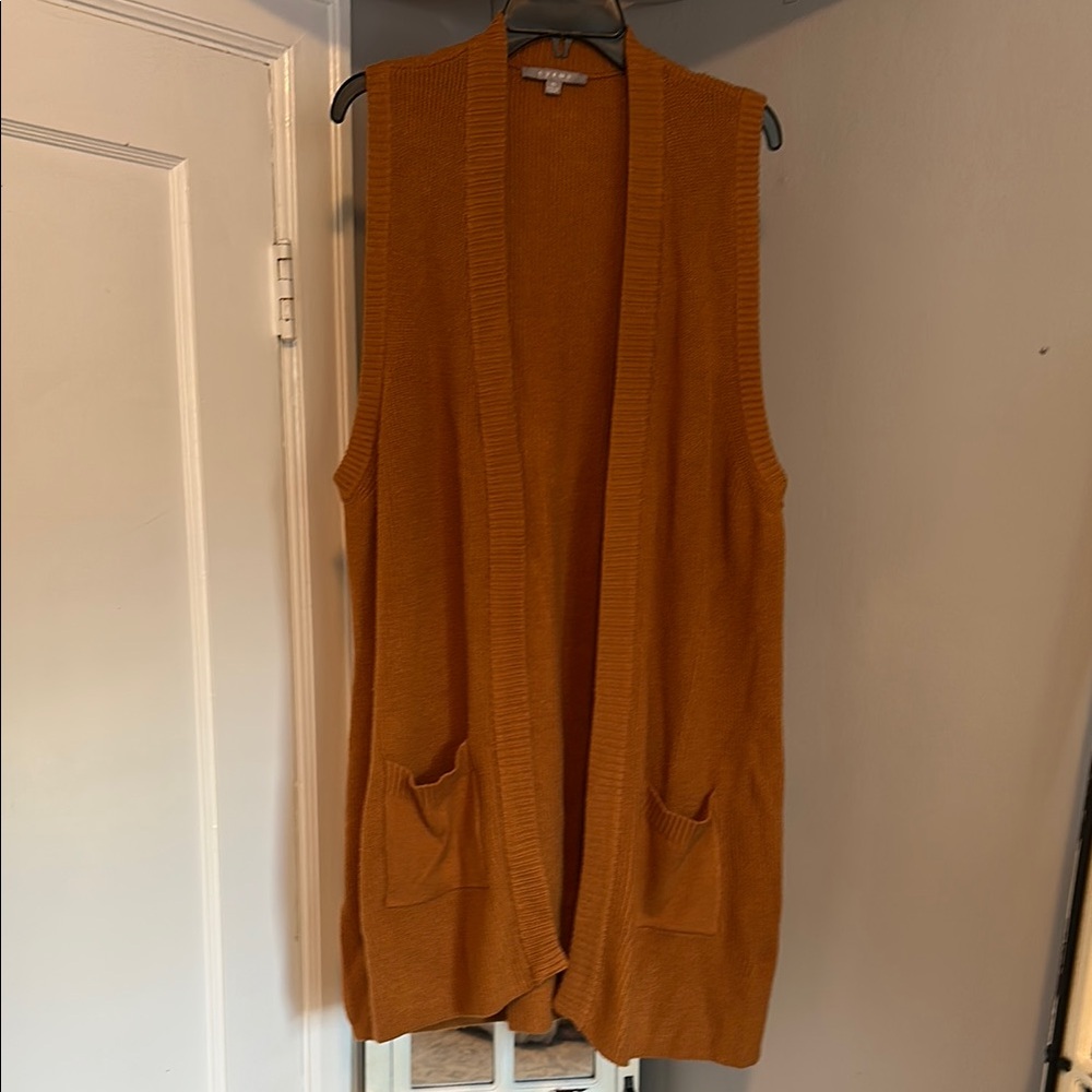 Women's Sleeveless Cardigan Sweater - Orange